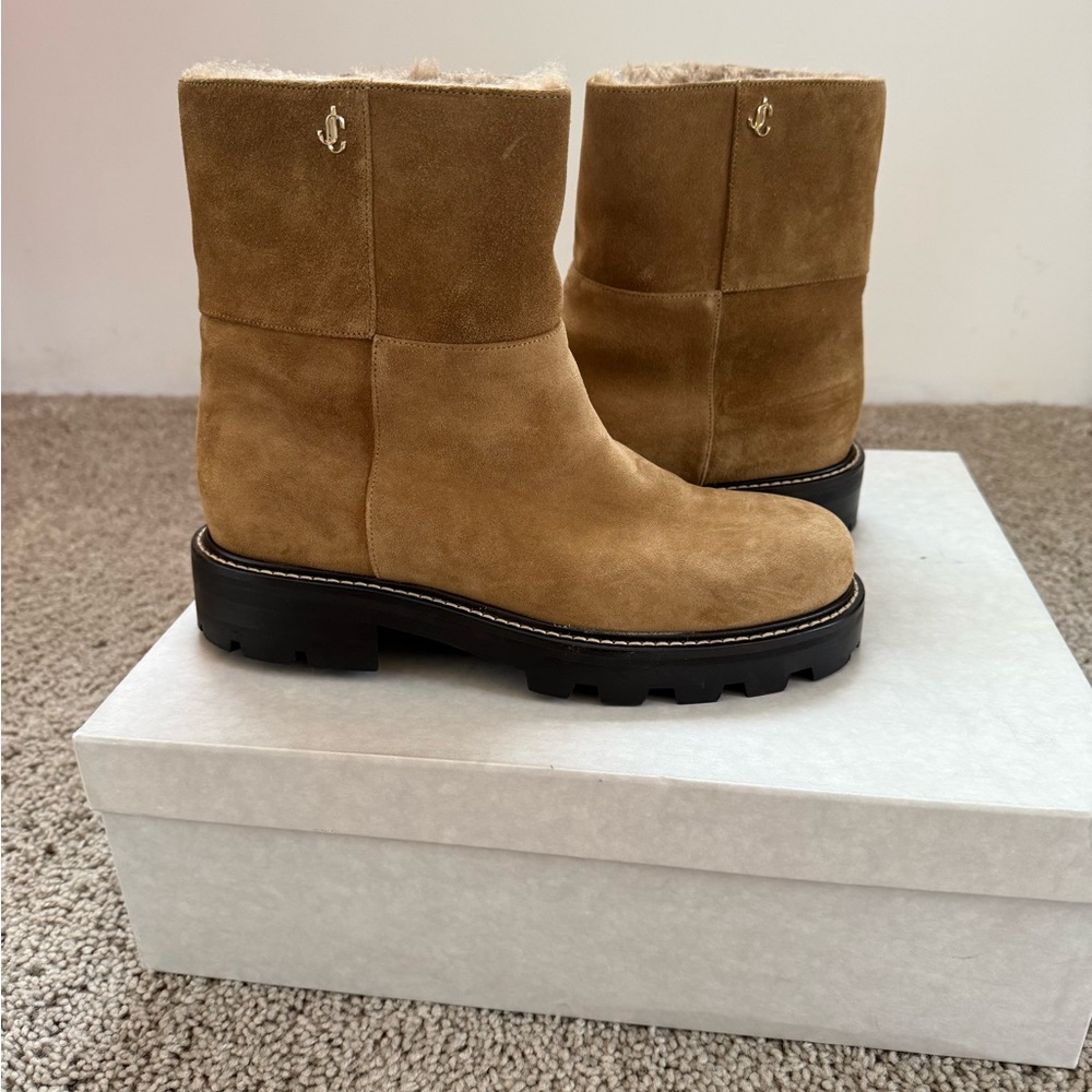 Jimmy Choo Tan Suede Haysel boot